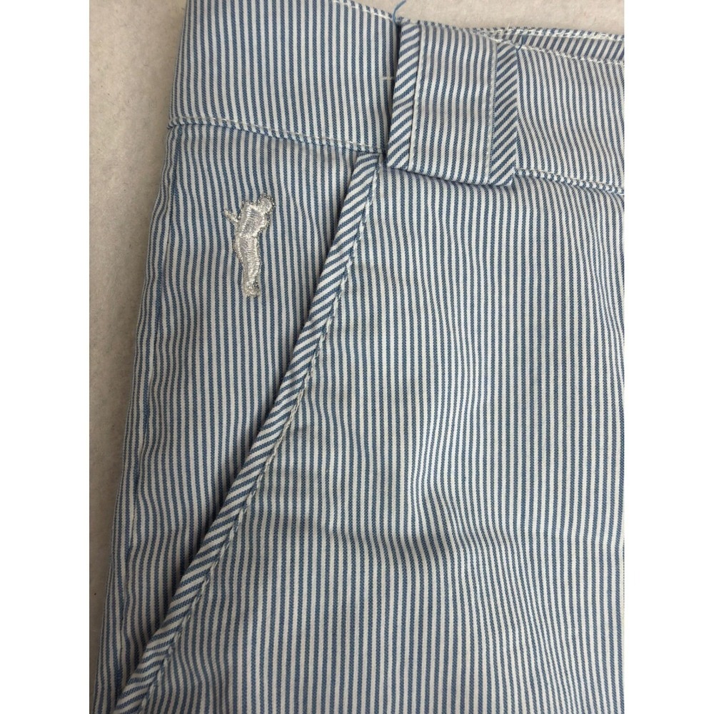 Golfino Bermuda Golf Shorts Women 10 Blue White Pinstripe StretchCotton Portugal - Picture 6 of 11